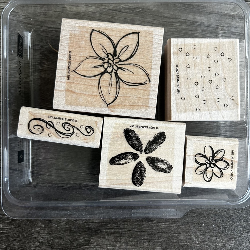 Stampin' Up Delight in Life Rubber Stamp Set Flowers Swirl Background 2007 Craft